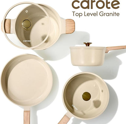 CAROTE 1.5Qt & 2.5Qt Sauce Pan Sets with Lid Ceramic Nonstick Pot Set Non Toxic Saucepan with Stay-cool Handle Small Kitchen Cooking Pots, Easy to Clean, Induction Comptable, PFOA FREE - Image 8