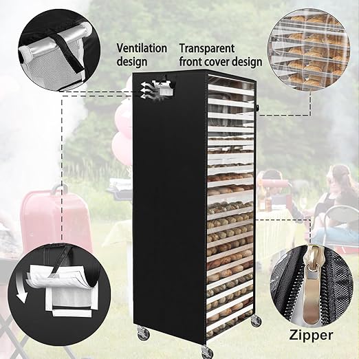 Commercial Bread Rack Cover Speed Rack Cover with Zipper, 20tier Sheet Pan Rack Cover Bun Pan Rack Cover with Vents ，23"X28"X64" Kitchen Brkery Rack Cover Waterproof - Image 3