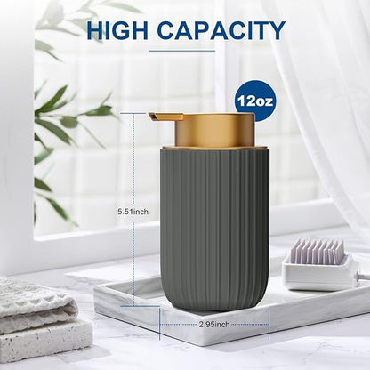 Ceramic Foaming Soap Dispenser, 12 oz Bathroom Foam Hand Soap Dispenser, Refillable Lotion Soap Dispenser with Removable Pump for Kitchen Hand Wash Dispenser, Modern Home Decor (2Pack-Matte Grey)