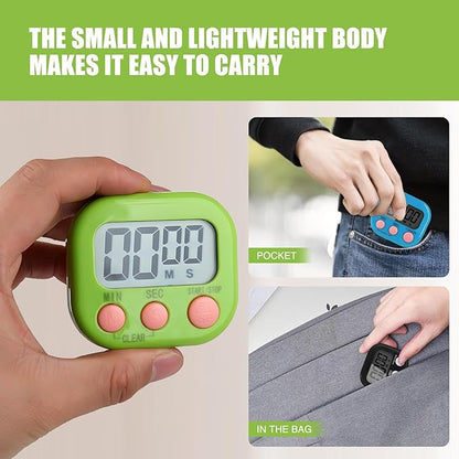 6 Pack Multi-Function Electronic Timer, Colorful Kitchen Timers Digital Magnetic, Countdown Timer, Big LCD Display Loud Alarm Kitchen Timers for Cooking, Bathing, Gym, Meeting, Classroom - Image 4