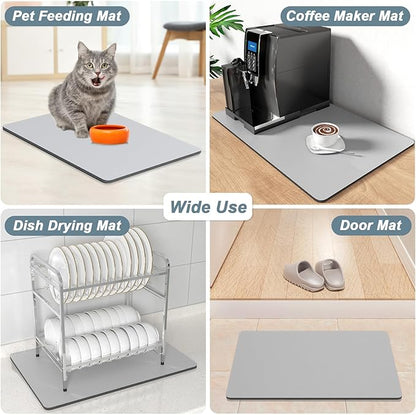 Rnivvi Coffee Mat, 12" x 19" Coffee Bar Mats for Espresso Machine Station Accessories and Organizer, Hide Stain Rubber Backed Absorbent Dish Drying Pad for Kitchen Counter, Cute Bar Decor Pad, Gray - Image 7