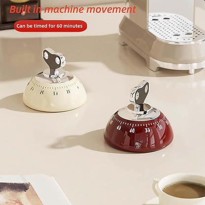 Magnetic Mechanical Kitchen Timer - Wind Up 60 Minutes Countdown Timer, No Batteries Needed, for Cooking, Baking, Classroom, Study & Desk Use (White)