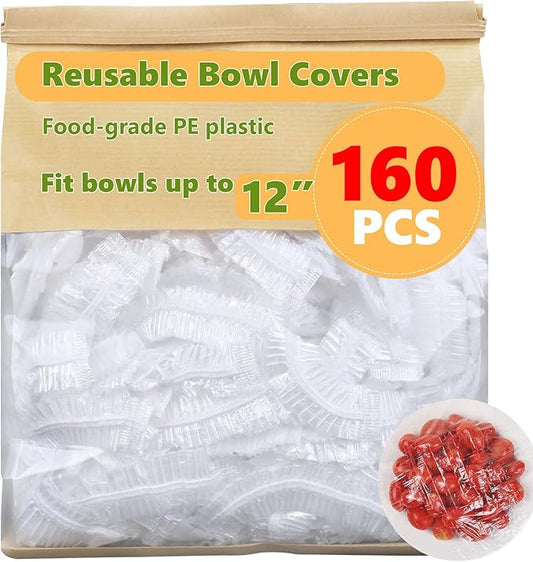 160Pcs Bowl Covers for Bread Proofing- Fits Bowls Up to 12", Large Thickened Reusable Elastic Stretch Wrap Food Covers, Shower Caps for Sourdough Bread, BPA Free, Food Grade by MITINU