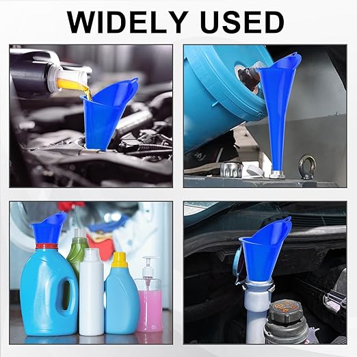 Long-Neck Oil Funnel for Automotive – Multi-Function Plastic Funnel for Oil, Gas & Lubricants – Universal Car Accessory (Blue (2-Pack)) - Image 7