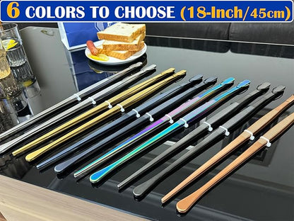 JETKONG 2 Pcs 18 Inch (45cm) Stainless Steel Grill Tongs Heavy Duty Giant Tweezer Tongs, Extra Large Tweezers Tools for Cooking, Grilling, BBQ and Turning Food (Gold) - Image 5