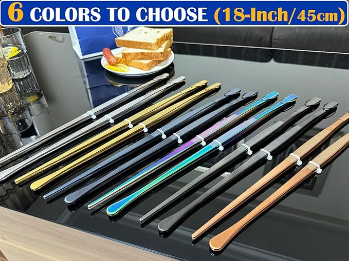JETKONG 2 Pcs 18 Inch (45cm) Stainless Steel Grill Tongs Heavy Duty Giant Tweezer Tongs, Extra Large Tweezers Tools for Cooking, Grilling, BBQ and Turning Food (Silver) - Image 5