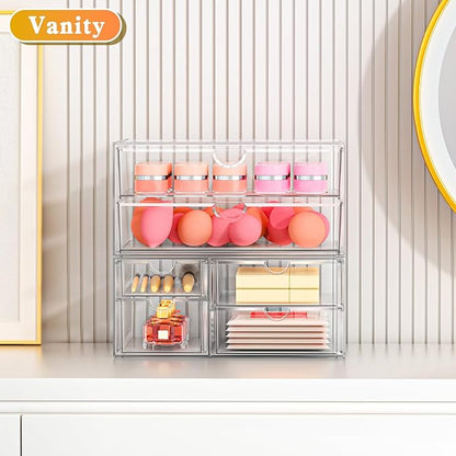 ARSTPEOE Acrylic Organizer with 6 Drawers, Bathroom Counter Organizer, Makeup Desk Organizers, Office Supplies, Storage Drawers for Cosmetic, Pencil, Coffee - Image 5