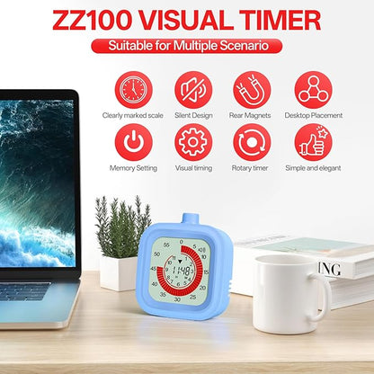 Digital Visual Timer 12hours Countdown countup Kitchen Timer Student Timer Gym Timer (Blue)