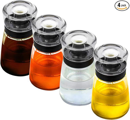 Leak-proof Oil Dispenser Bottle for Outdoor Camping, 160 ml/5.4 oz Glass Olive Oil and Vinegar Cruet, Well Sealed for Picnic Kitchen, 4 Pack by TINMIX