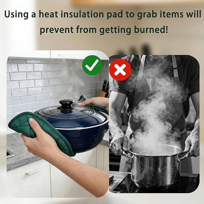 4 Pack Pot Holders for Kitchen Clearance Oven Potholders Sets for Kitchens Hot Pads for Kitchen Countertops Heat Resistant Dark Green - Image 4