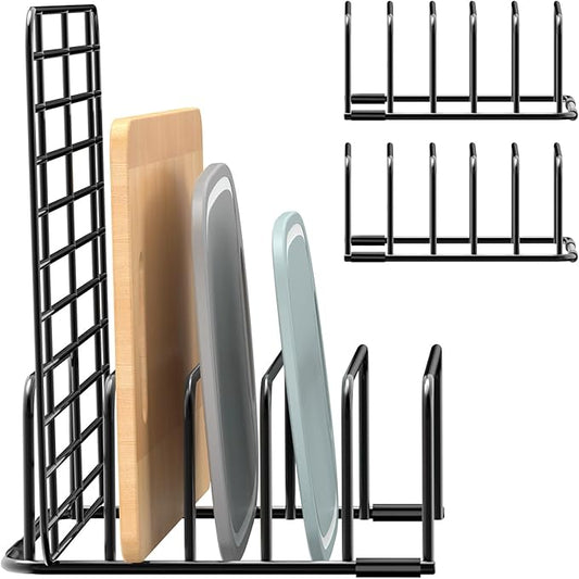 Fikoksol Cutting Board Organizer and Baking Sheet Rack, [2-Pack] Black Heavy Duty Metal Cookie Sheet Organizer for Cutting Board Storage & Plate Holder for Cabinet, Tray Dividers for Cabinets by HOMEACCESSORIES