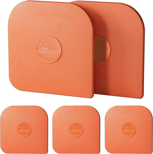 Pan Scraper, 5 Pcs Pot Scraper Plastic, Pot Scraper Non Scratch for Cast Iron, Pot and Pan Cleaning, Sturdy Scraper Kitchen Tool-Orange by Matscover