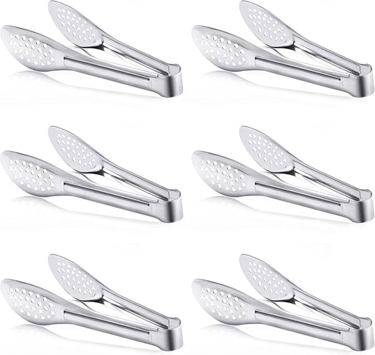 6 Pack Buffet Tongs,Stainless Steel Serving Tongs Serving Utensils 7Inch by Must-havesForYourKitchen