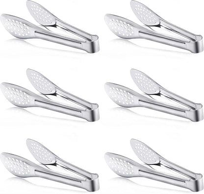 6 Pack Buffet Tongs,Stainless Steel Serving Tongs Serving Utensils 9Inch by Must-havesForYourKitchen
