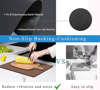 Dish Drying Mat for Kitchen Counter,Drying Mat for Dish Rack,Absorbent Hide Stain Rubber Mat,Coffee Mat, Kitchen Counter Mat (Brown, 18"x24") - Image 6