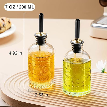 gegewawa Olive Oil Dispenser Bottle for Kitchen with Metal Spout, Glass Oil Bottles 7OZ, Elegant Glass Cooking Oil Dispenser for Kitchen-2pcs - Image 4