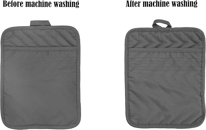 Oven Pot Holder with Pocket Cotton Heat Resistant Coaster Potholder Kitchen Hot Pad Oven Mitts for Cooking Square 7"x9"Set of 5 (Grey) - Image 5