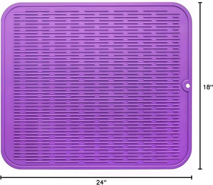 MicoYang Silicone Dish Drying Mat for Multiple Usage,Easy clean,Eco-friendly,Heat-resistant Silicone Mat for Kitchen Counter or Sink,Refrigerator or Drawer Liner Purple 2XL 24 inches x 18 inches - Image 10