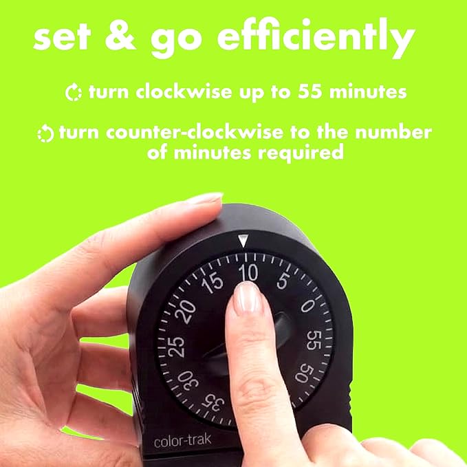 60 Minute Wind Up Timer (2 Pack) Visual Mechanical Timer, from 0 to 60 Minutes, for Kitchen, Hair Color Processing, Tanning Time, Kids' Home and Classroom Activities or Timeouts, Black - Image 3