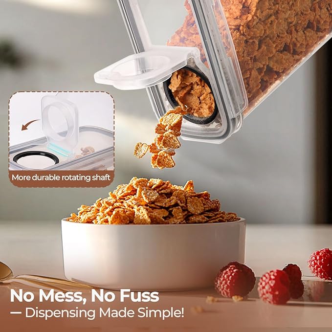 ComSaf 6.7Qt Cereal Storage Container Set of 2 - Ideal for Home Cooks Storing Cereal and Organized Families Organizing Bulk Food，Large Cereal Dispenser Keeps Pantry and Kitchen Countertop Neat - Image 5