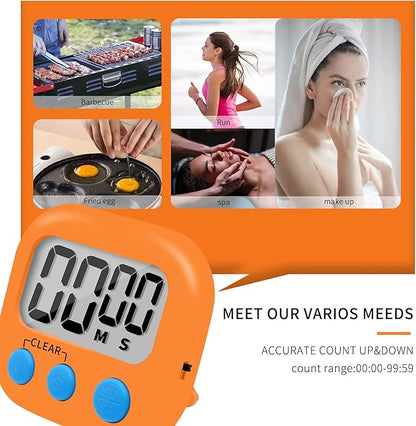 6 Pack Small Digital Kitchen Timer Magnetic Back and ON/Off Switch,Minute Second Count Up Countdown (Orange) - Image 6