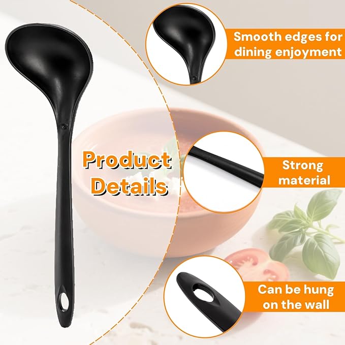 40 Pack Plastic Ladle Spoons, 1.5 Oz Solid Durable Disposable Serving Spoons with Long Handle, Heat Resistant Large Soup Ladle Bulk for Party Catering Buffet Restaurant, 9 x 2.8 Inch - Image 3