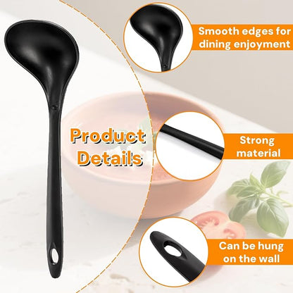 40 Pack Plastic Ladle Spoons, 1.5 Oz Solid Durable Disposable Serving Spoons with Long Handle, Heat Resistant Large Soup Ladle Bulk for Party Catering Buffet Restaurant, 9 x 2.8 Inch - Image 3
