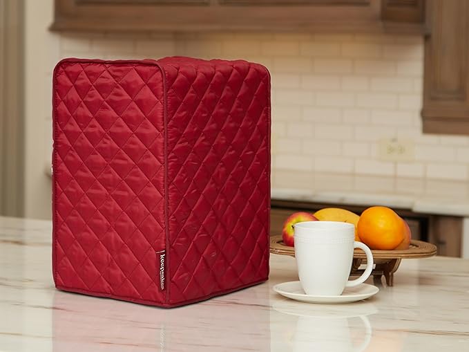 Covermates Keepsakes Stand Mixer Cover – Quilted Appliance Protector for Food Processors – Dust & Stain Resistant, Washable Slip‑On Design for Countertop Storage, Red