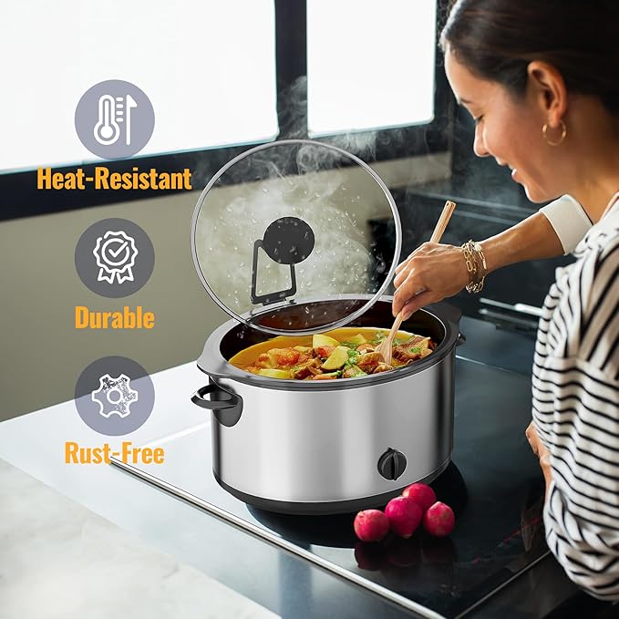 NiHome Slow Cooker Lid Holder Fit for Crockpot for Hands-Free Cooking, Fits Various Lid Sizes, Stable and Non-Slip Design, Prevents Water Stains on Countertops, Easy to Use, Space-Saving Storage