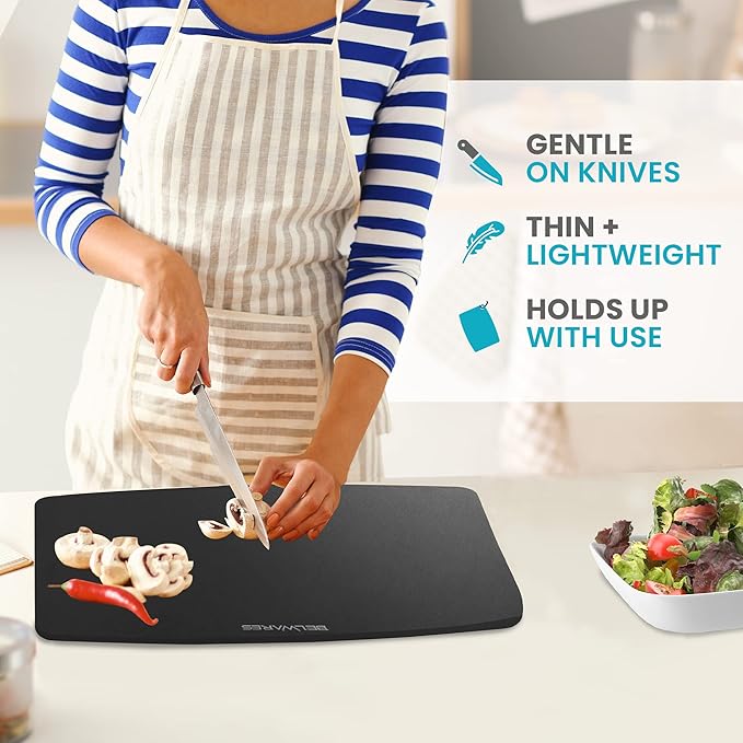 Dishwasher Safe Cutting Board for Kitchen - Large Composite Wood Chopping Board, Thin & Lightweight, Heat Resistant, BPA-Free, Eco-Friendly Cutting Board for Meal Prep, 14.5 x 11.25 Inch (Slate Black) - Image 5