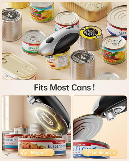 HouseSapp Rechargeable Electric Can Opener - Smooth Edge, One-Touch Automatic Can Opener for Seniors & Arthritis, Hands-Free Can Openers for Kitchen, Type-C Fast Charge, Compact Portable Can Openers - Image 4