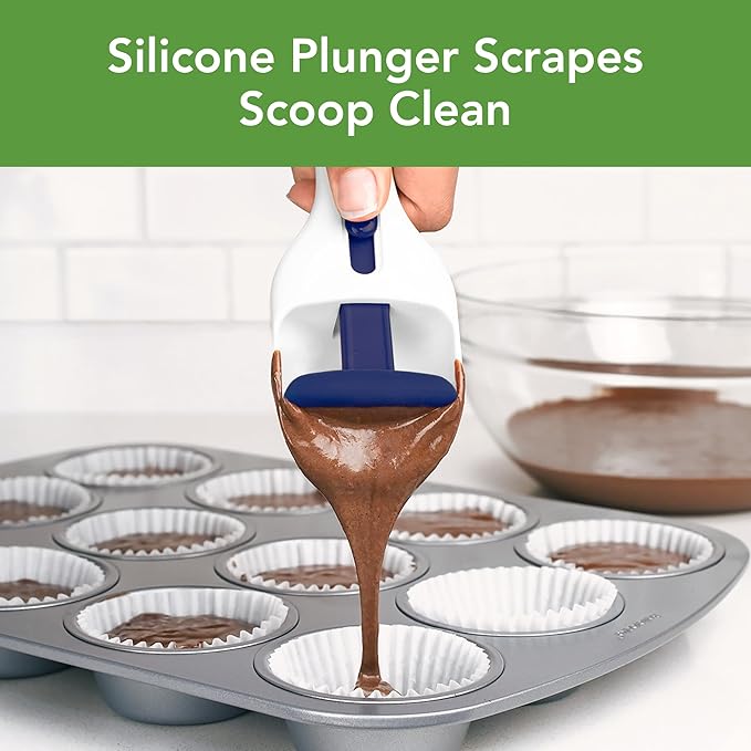 Tovolo Cupcake Scoop Batter Dispenser for Cupcakes Muffins Pancakes & Cookie Dough, Easy to Clean Batter Scoop Slide Dispenses Quicker for Even Size Baked Goods Kitchen Gadget, Deep Indigo - Image 2