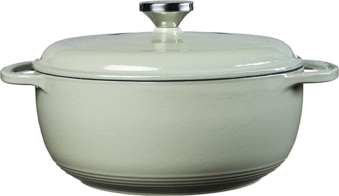 Lodge 4.5 Quart Enameled Cast Iron Dutch Oven with Lid – Dual Handles – Oven Safe up to 500° F or on Stovetop - Use to Marinate, Cook, Bake, Refrigerate and Serve – Desert Sage - Image 2
