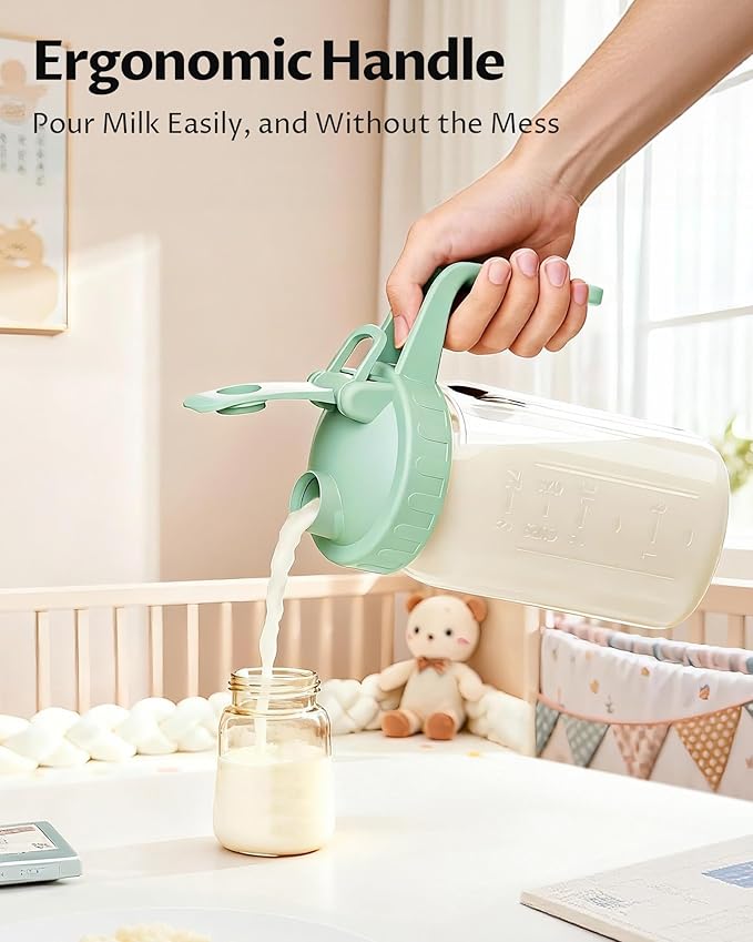 32oz Breast Milk Pitcher with Lid – Leak-Proof & Airtight Glass Storage Container, Breastfeeding Essentials for Breastmilk, Wide Mouth Mason Jar Pitcher, Fast Formula Maker - Image 5