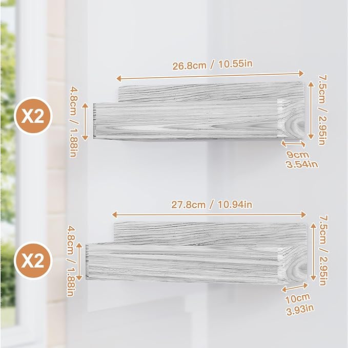 Mystozer Magnetic Spice Rack for Refrigerator, Kitchen Organizer and Storage Shelf, Wood White(4 Pack) - Image 2
