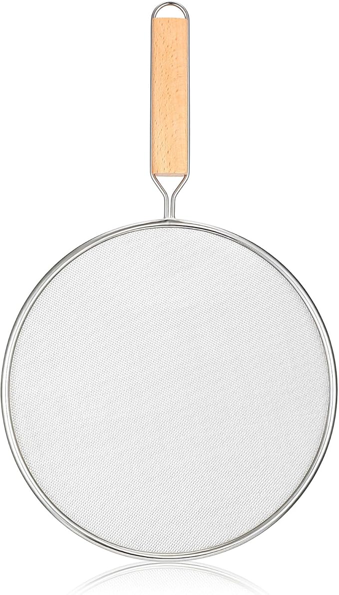 8.3Inch Grease Splatter Screen, Stainless Steel Splatter Screen for Frying Pan with Wood Handle Grease Splatters Guard Hot Oil Splash Protector Cover Oil Splash for Kitchen Cooking Supplies by Unknown