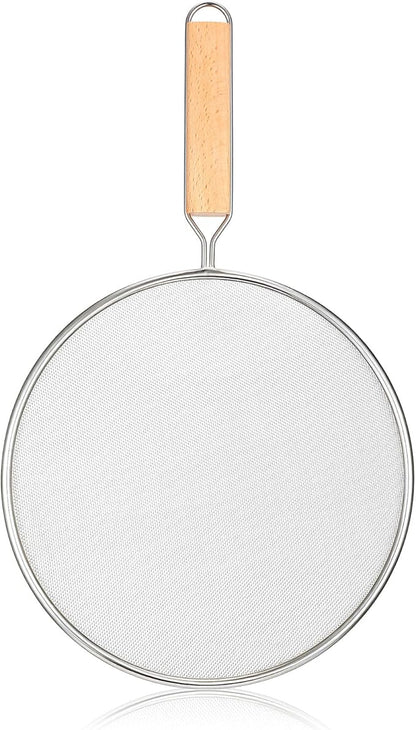8.3Inch Grease Splatter Screen, Stainless Steel Splatter Screen for Frying Pan with Wood Handle Grease Splatters Guard Hot Oil Splash Protector Cover Oil Splash for Kitchen Cooking Supplies by Unknown
