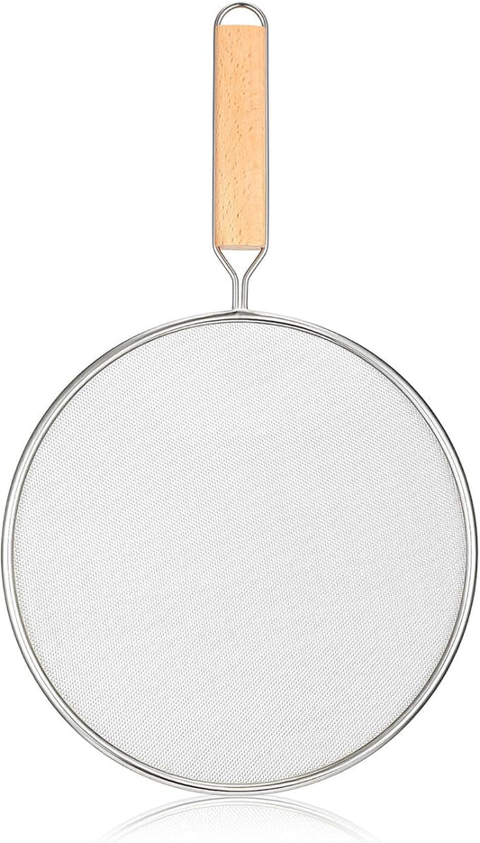 8.3Inch Grease Splatter Screen, Stainless Steel Splatter Screen for Frying Pan with Wood Handle Grease Splatters Guard Hot Oil Splash Protector Cover Oil Splash for Kitchen Cooking Supplies by Unknown