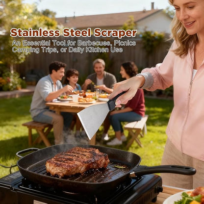 Griddle Scraper，Stainless Steel Grill Scraper,Slant Edge Metal Spatula for Teppanyaki Flat Top BBQ,Grill Cooking,Frying Steak Pork Chop Chicken Chop,Dishwasher Safe - Image 7