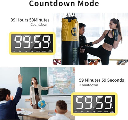 VOCOO Digital Kitchen Timer with 7.8” Extra Large Display, Magnetic, 3 Brightness, 4 Alarms and 3 Volume Levels, Battery Countdown Count Up Timer for Cooking, Classroom, Home Gym (Yellow) - Image 3