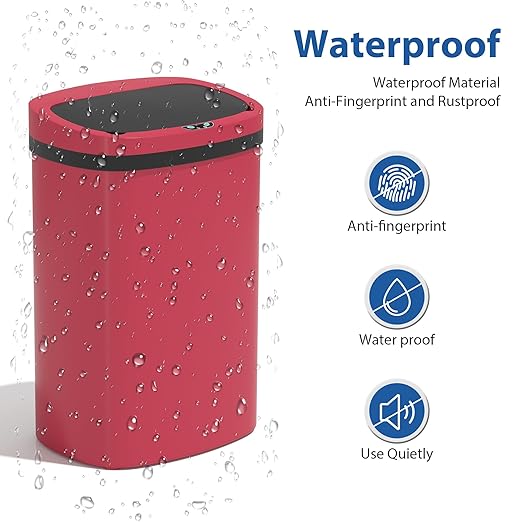 13 Gallon/50 L Kitchen Trash Can with Lid, Garbage Can with Touch-Free Lid, Cute Automatic Trash Can Bathroom Trash Bin, Motion Sensor Waterproof Trash Bin