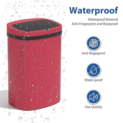 13 Gallon/50 L Kitchen Trash Can with Lid, Garbage Can with Touch-Free Lid, Cute Automatic Trash Can Bathroom Trash Bin, Motion Sensor Waterproof Trash Bin