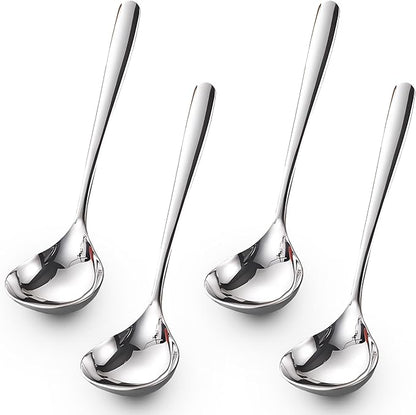 Comicfs 4 Pack Small Ladle Sauce Ladle SUS 304 Stainless Steel Small Serving Ladles Gravy Soup Spoon Ladles 8-Inch (Silver) by Comicfs