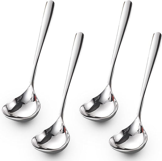 Comicfs 4 Pack Small Ladle Sauce Ladle SUS 304 Stainless Steel Small Serving Ladles Gravy Soup Spoon Ladles 8-Inch (Silver) by Comicfs