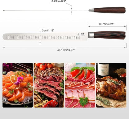 imarku Brisket Knife, 12 Inch Ultra Sharp Carving Slicing Knife for Brisket, BBQ, Turkey, Ham, Ribs, and Roast Beef, Japanese High Carbon Stainless Steel Blade, Ergonomic Pakkawood Handle, Gift Box - Image 4