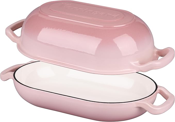 VORRINGARD Enameled Cast Iron Sourdough Bread Oven, Dutch Oven, Loaf Cast Iron Bread Pan for Homemade Bread Baking, Meatloaf Pan with Lid, 5QT, Pink - Image 6