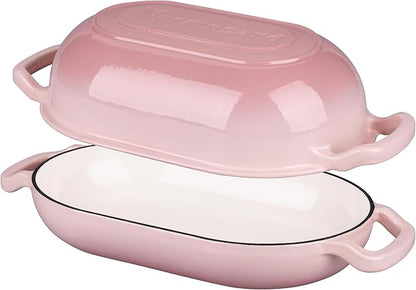 VORRINGARD Enameled Cast Iron Sourdough Bread Oven, Dutch Oven, Loaf Cast Iron Bread Pan for Homemade Bread Baking, Meatloaf Pan with Lid, 5QT, Pink - Image 6