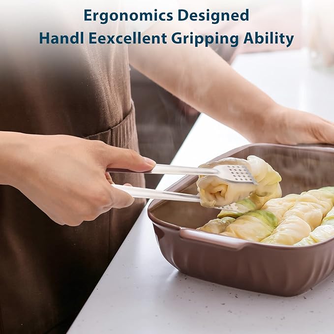 8 Pack Serving Tongs, 9 Inch, Silver, Stainless Steel, Ideal for Parties & Daily Use - Image 4