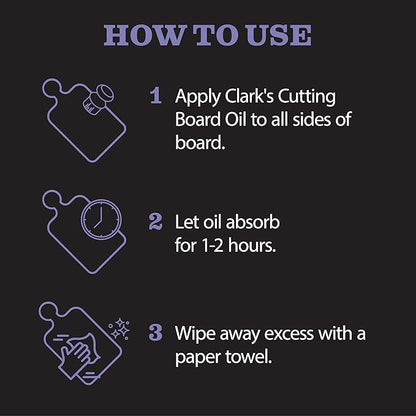 CLARK'S Cutting Board Oil - Food Grade Mineral Oil for Wood Cutting Board - Scented with Lavender & Rosemary Essential Oils - Butcher Block Conditioner - Restores and Protects Wood - Made in USA, 12oz