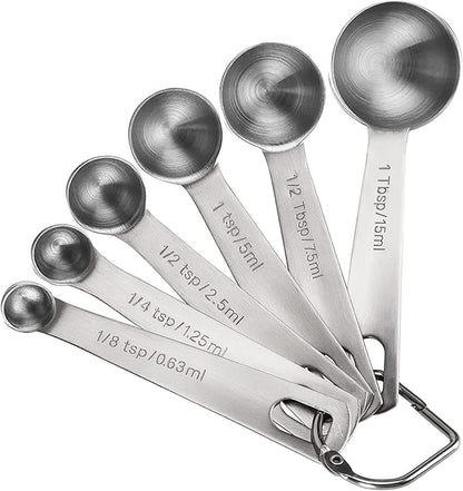 Measuring Spoons, Premium Heavy Duty Stainless Steel Measuring Spoons Cups Set, Small Tablespoon with Metric and US Measurements, Set of 6 for Measuring Dry and Liquid Ingredients by RenaChris